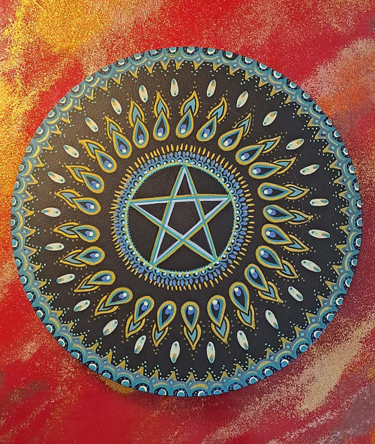 DISPONIBLE POUR EXPO OU VENTE -Peinture acrylique originale et unique de 30cm avec mantra au dos