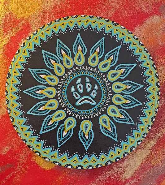 DISPONIBLE POUR EXPO et VENTE .Peinture acrylique originale et unique de 30cm avec mantra au dos