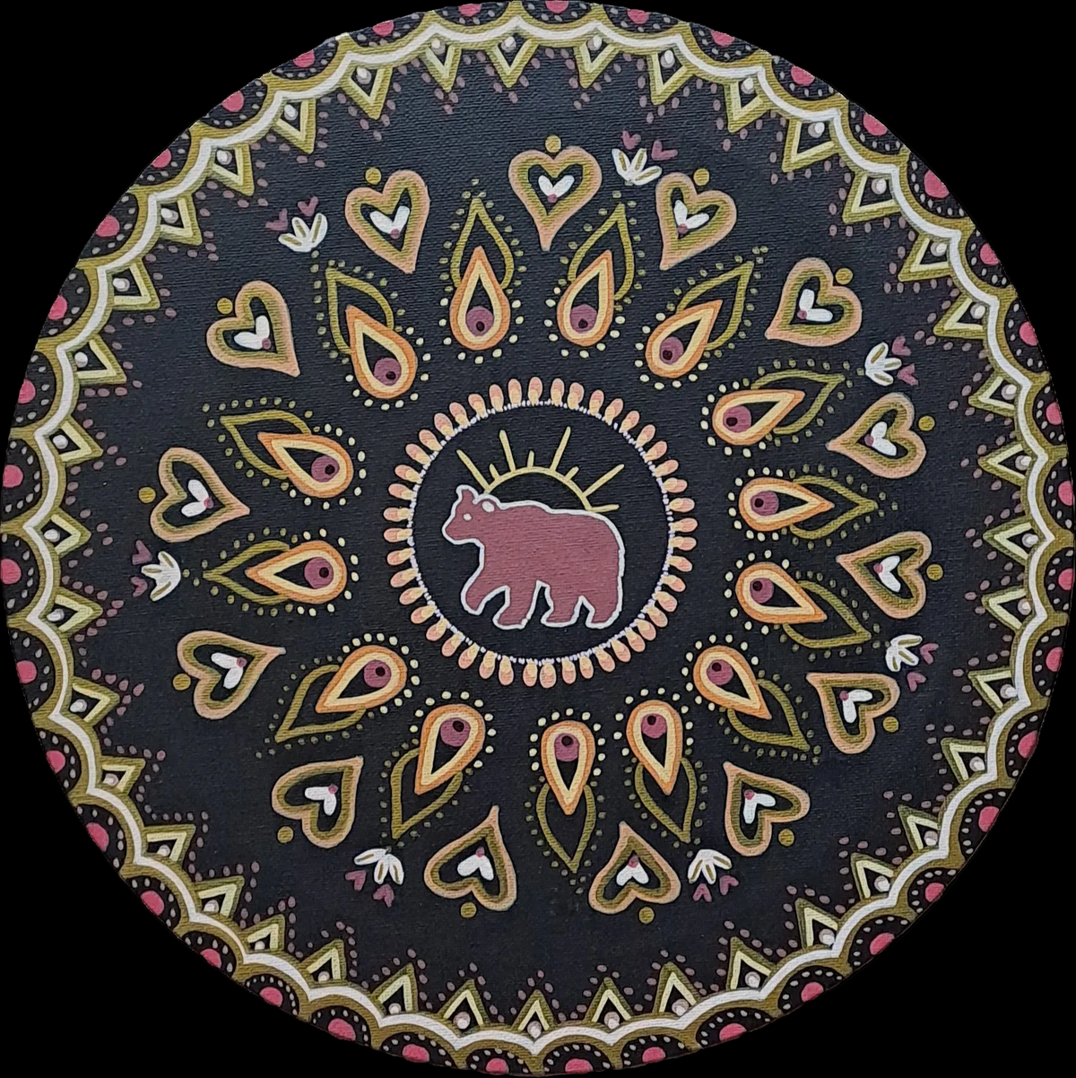 Mandala ours - Disponible uniquement en Suisse - Peinture avec mantra au dos