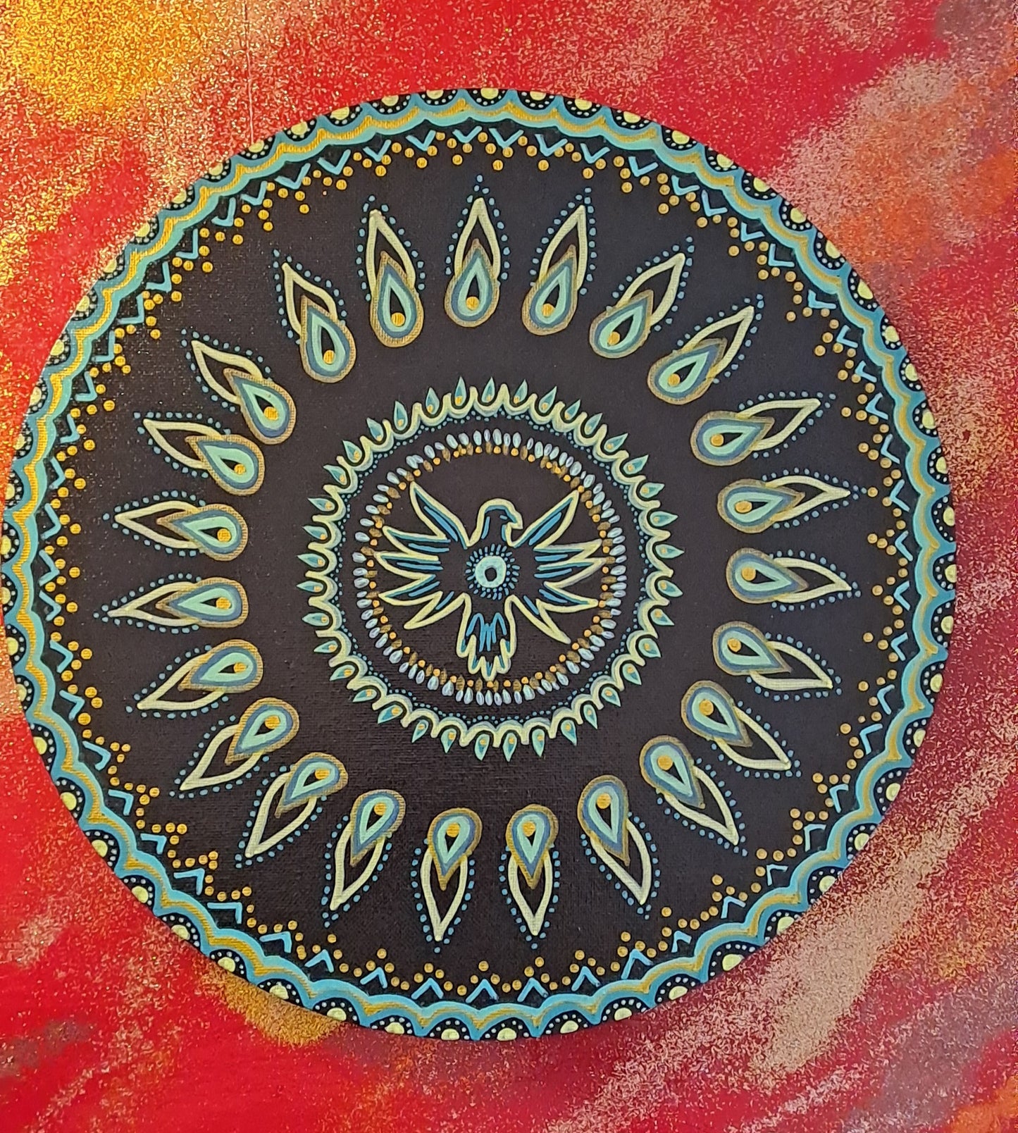 Aigle- DISPONIBLE POUR EXPO OU VENTE.Peinture acrylique originale et unique de 30cm avec mantra au dos
