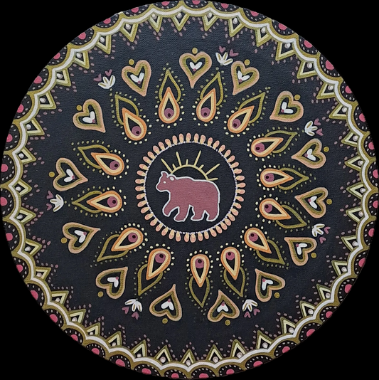 Mandala ours - Disponible uniquement en Suisse - Peinture avec mantra au dos
