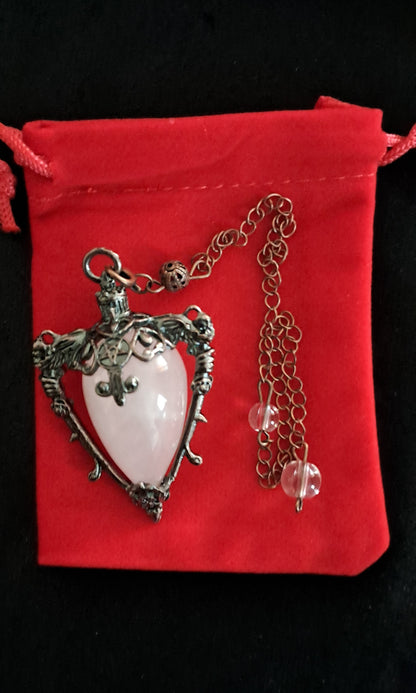 Pendule Quartz Rose  Pentacle avec réponse à une question